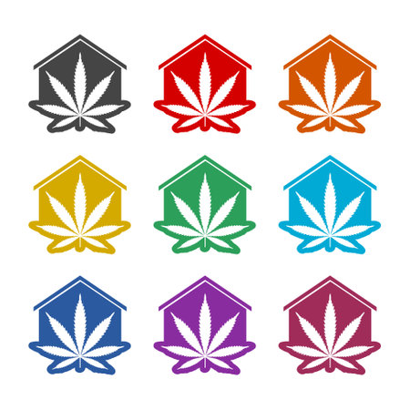 House, home, marijuana icon isolated on white background, color setのイラスト素材