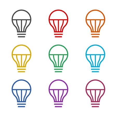 LED lamp icon isolated on white background, color setのイラスト素材