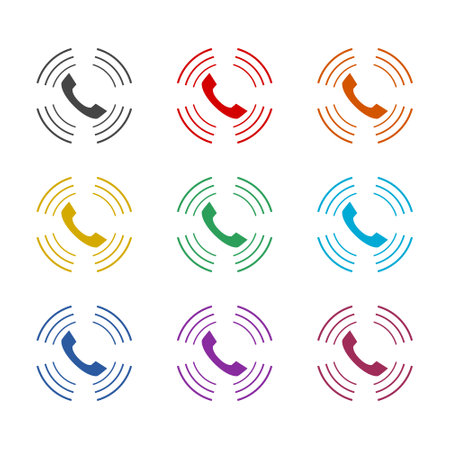 Phone tube button isolated on white background, color setのイラスト素材