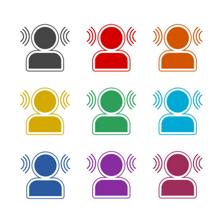 Ear listen sound signal icon isolated on white background, color setのイラスト素材
