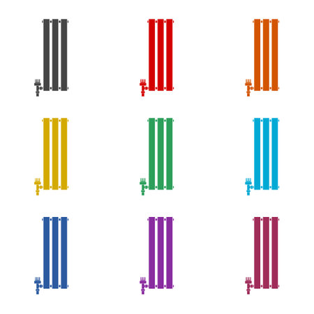Hot radiator icon isolated on white background, color setのイラスト素材