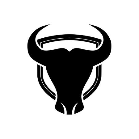 Bull head shield isolated on white backgroundのイラスト素材