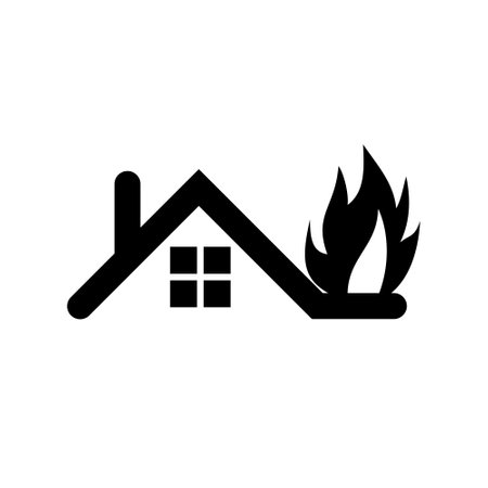 Fire in burning house icon isolated on white backgroundのイラスト素材