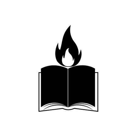 Book and fire logo design template isolated on white backgroundのイラスト素材