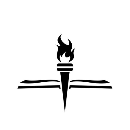 Light Fire Flame Torch Book logo icon isolated on white backgroundのイラスト素材