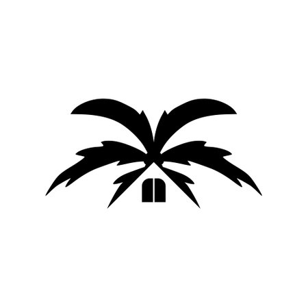 Roof from palm tree leaves icon isolated on white backgroundのイラスト素材