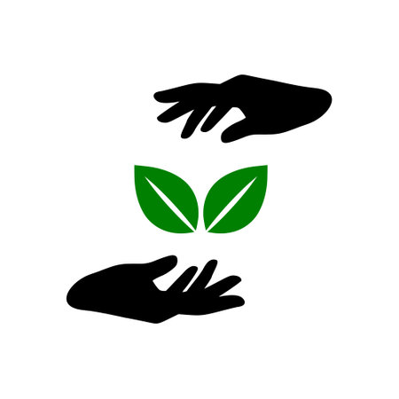 Leaf, sprout between hands icon isolated on white backgroundのイラスト素材