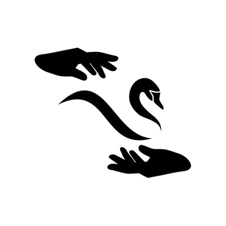 Hands Swan logo design isolated on white backgroundのイラスト素材