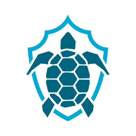 Turtle with shield icon isolated on white backgroundのイラスト素材