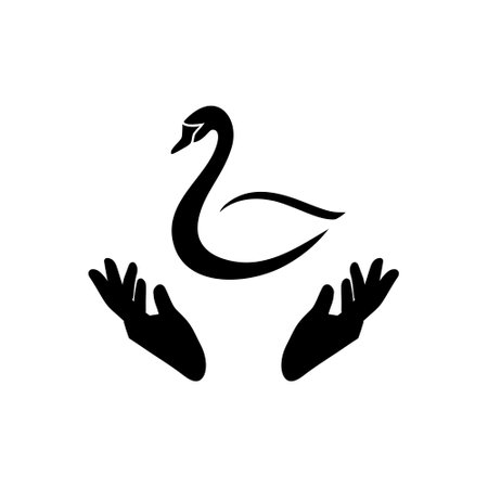 Hands Swan logo design isolated on white backgroundのイラスト素材