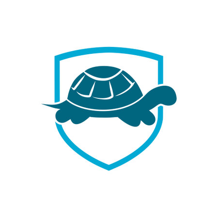 Turtle with shield icon isolated on white backgroundのイラスト素材
