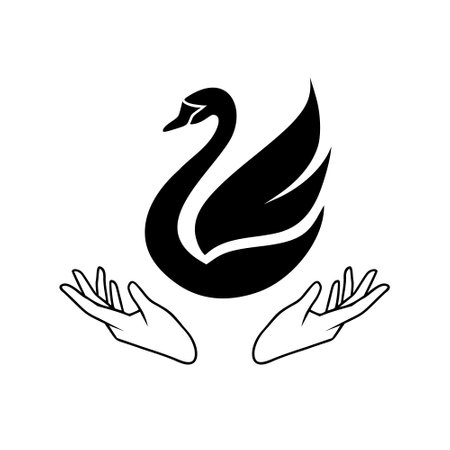 Hands Swan logo design isolated on white backgroundのイラスト素材