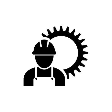 Worker gear logo icon isolated on white backgroundのイラスト素材
