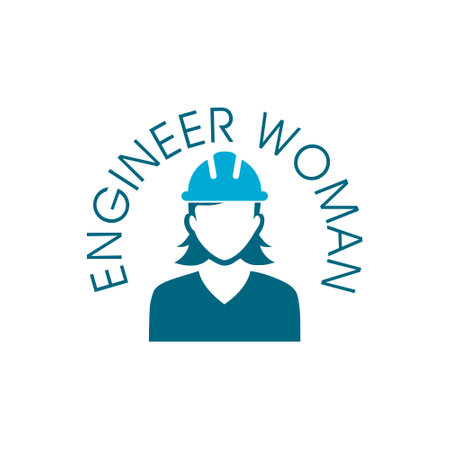 Engineer woman icon in trendy flat style isolated on white backgroundのイラスト素材
