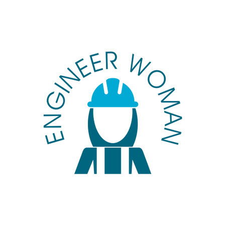 Engineer woman icon in trendy flat style isolated on white backgroundのイラスト素材