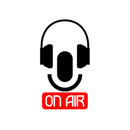 Podcast icon on air sign isolated on white backgroundのイラスト素材