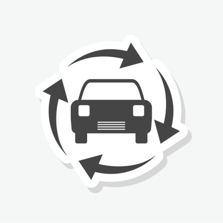 Circle car sharing icon sticker isolated on white backgroundのイラスト素材