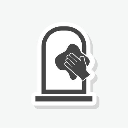 Window Washing icon sticker isolated on white backgroundのイラスト素材