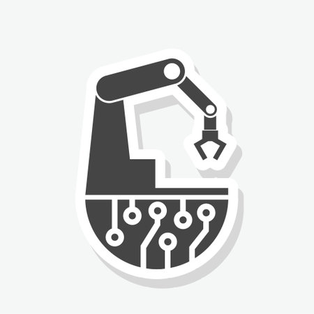 Robotic arm sticker icon isolated on white backgroundのイラスト素材