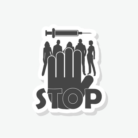 Stop vaccine icon sticker isolated on white backgroundのイラスト素材