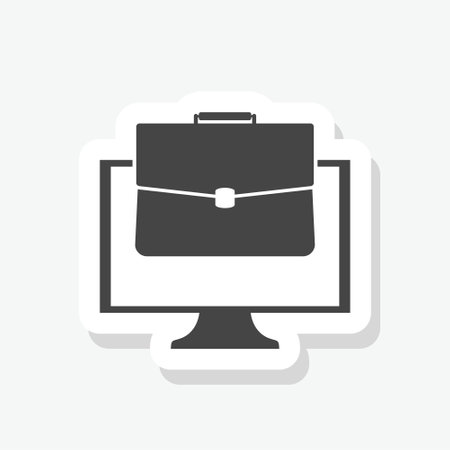Working at home sticker icon isolated on white backgroundのイラスト素材