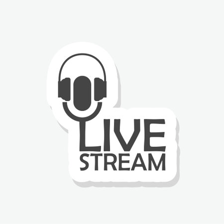 Live stream icon sticker isolated on white backgroundのイラスト素材