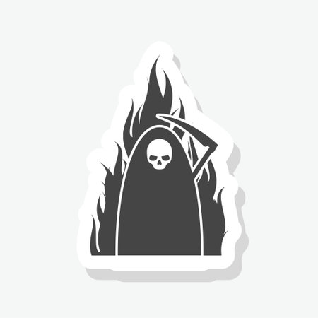 Reaper flame sticker icon isolated on white backgroundのイラスト素材