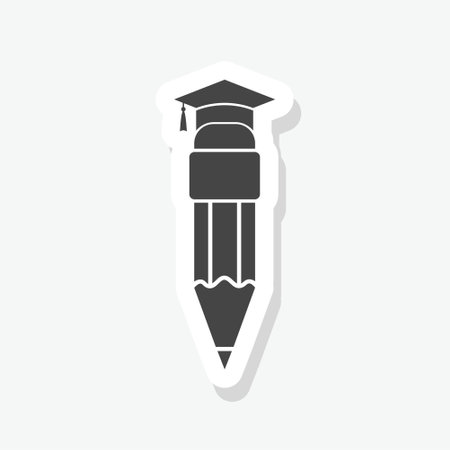 Education pencil sticker icon isolated on white backgroundのイラスト素材