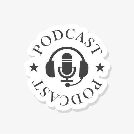 Podcast sticker icon isolated on white backgroundのイラスト素材