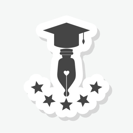 Education Ink pen sticker icon isolated on white backgroundのイラスト素材