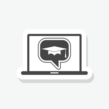 Online laptop learning iconのイラスト素材