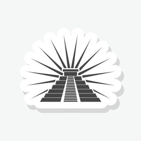 Chichen Itza in Mayan sticker icon isolated on white backgroundのイラスト素材
