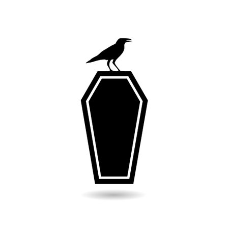 Black raven logo icon with shadowのイラスト素材