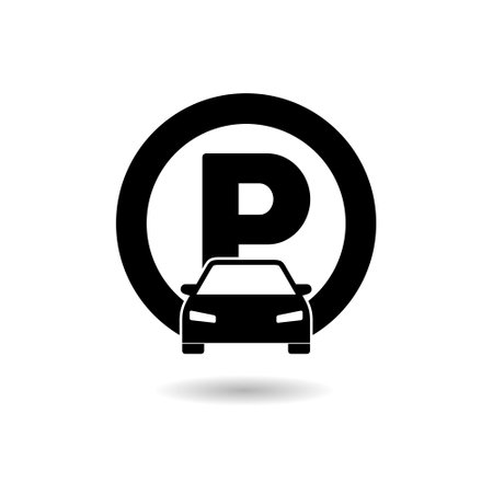 Black Parking icon with shadowのイラスト素材