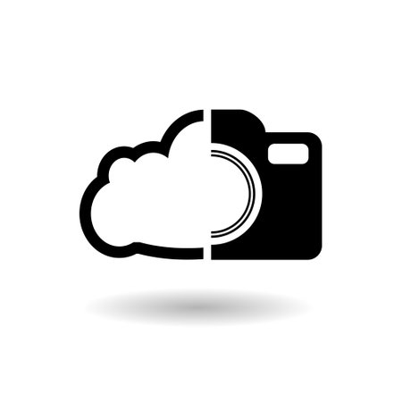 Cloud storage camera icon with shadowのイラスト素材