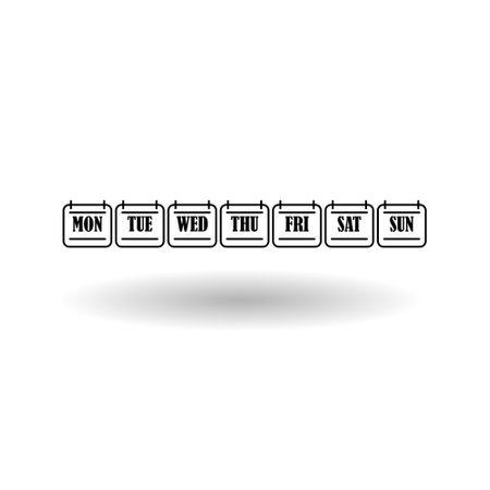 Calendar , days of the week icon with shadowのイラスト素材
