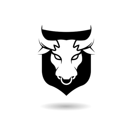 Bull and buffalo horn icon with shadowのイラスト素材