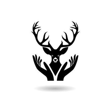 Deer head icon with shadowのイラスト素材