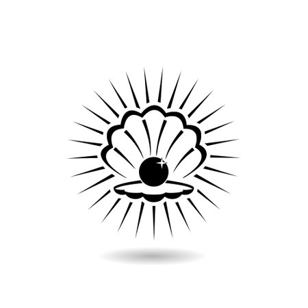 Open Sea shell Icon with shadowのイラスト素材