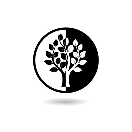 Decorative Tree Logo icon with shadowのイラスト素材