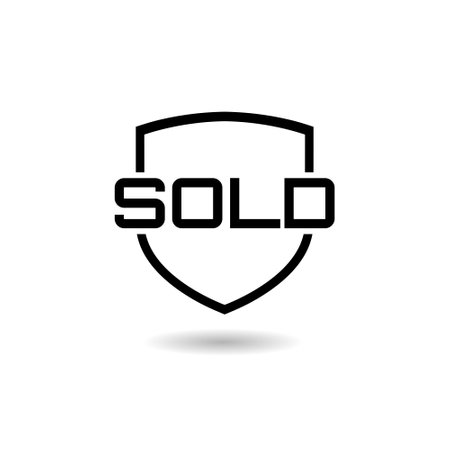 Shield sold icon with shadowのイラスト素材