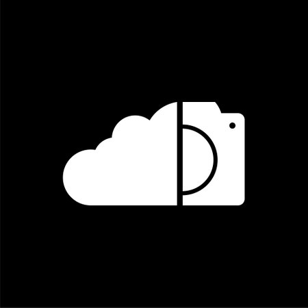 Photo Server data cloud icon isolated on dark backgroundのイラスト素材