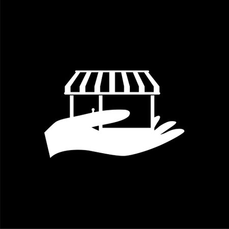Shopping building or market store icon isolated on dark backgroundのイラスト素材