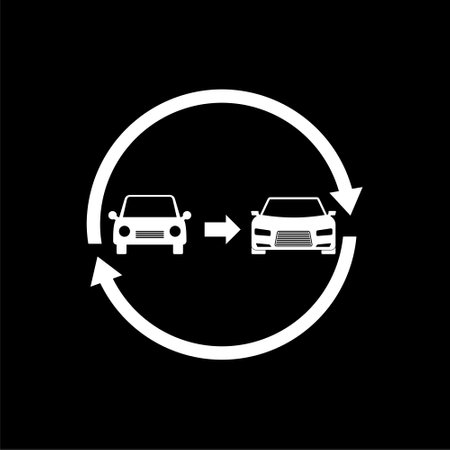 Old car for new car icon isolated on dark backgroundのイラスト素材