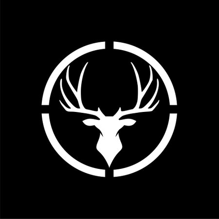 Hunt on deer with cross hairs icon isolated on dark backgroundのイラスト素材