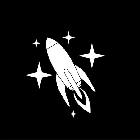Space rocket icon isolated on dark backgroundのイラスト素材