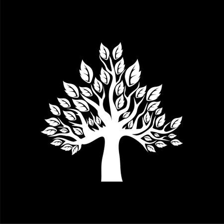 Tree icon sign isolated on dark backgroundのイラスト素材