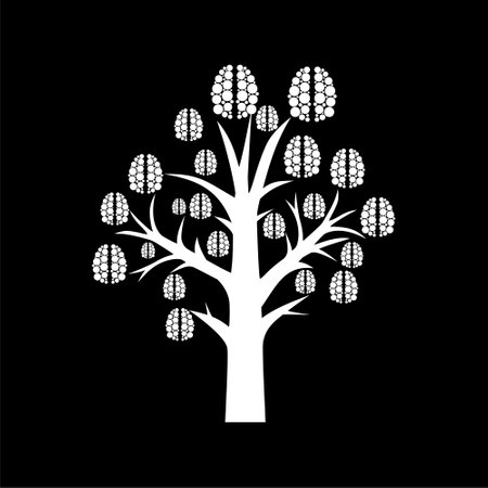 Brains with Tree Logo isolated on darkのイラスト素材