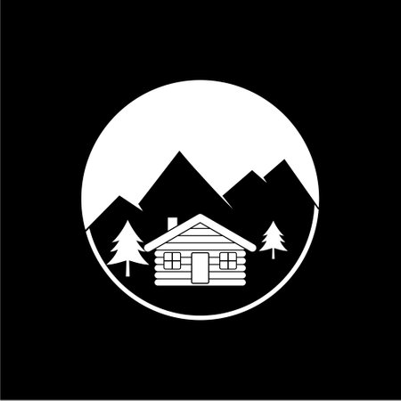 Home mountain logo isolated on dark backgroundのイラスト素材
