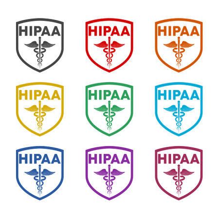 HIPAA shield icon or logo, color setのイラスト素材